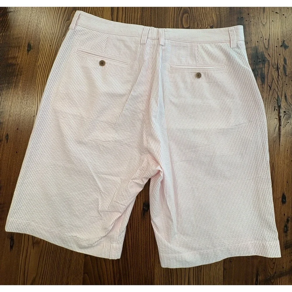 J Crew Shorts Mens 36 Seersucker Striped Pink White Cottagecore Preppy Coastal